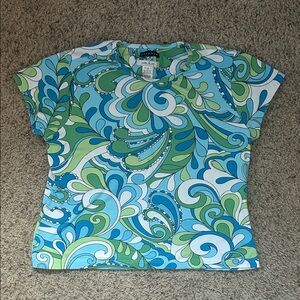 Vintage Blue and Green Patterned Paisley Tee